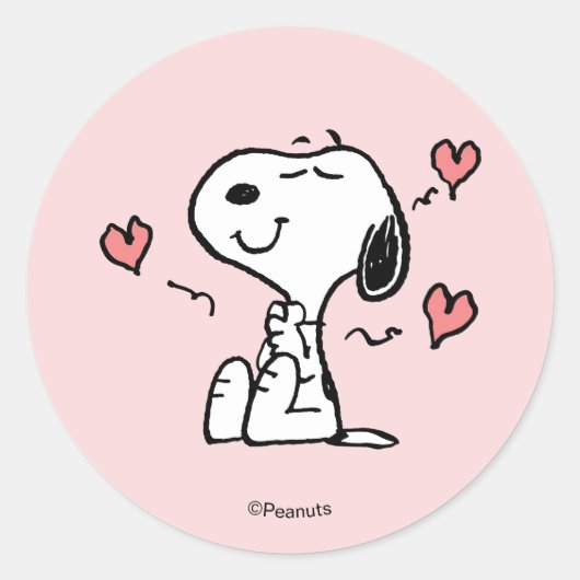 Peanuts | Snoopy Hearts Runder Aufkleber (Vorderseite)
