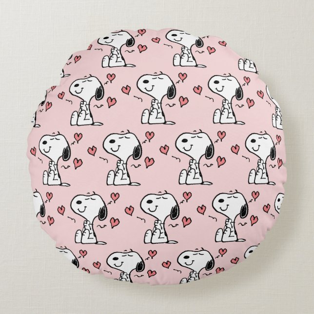 Peanuts | Snoopy Herzen Rundes Kissen (Vorderseite)