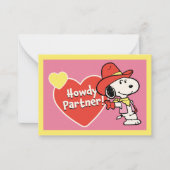 Peanuts | Snoopy Howdy Valentine Mitteilungskarte (Vorderseite)