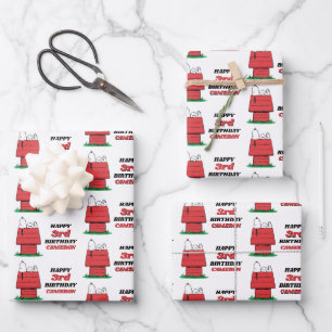 Peanuts Snoopy Hundehütte Geburtstagsgeschenkpapie Geschenkpapier Set