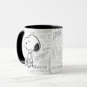 PEANUTS | Snoopy in Schwarz-Weiß-Comics Tasse (Vorderseite Links)