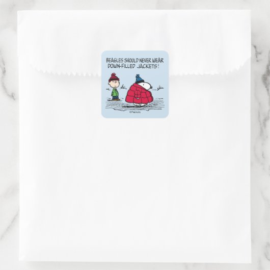 Peanuts | Snoopy & Linus Down Filled Jacket Quadratischer Aufkleber (Tasche)