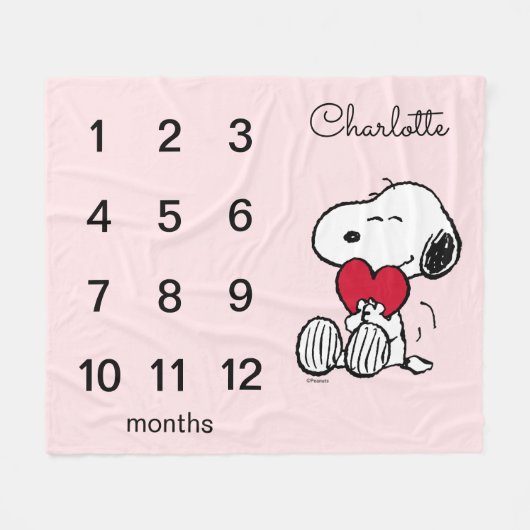 Peanuts Snoopy | Monatlicher Meilenstein Baby Flee Fleecedecke (Vorderseite (Horizontal))