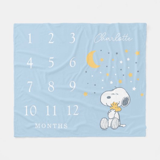 Peanuts Snoopy | Monatlicher Meilenstein Baby Fleecedecke (Vorderseite (Horizontal))