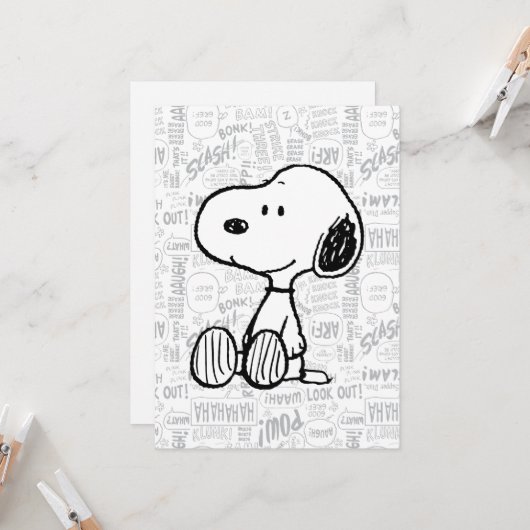 PEANUTS | Snoopy on Black White Comics Karte (Vorderseite/Rückseite Beispiel)