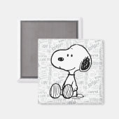 PEANUTS | Snoopy on Black White Comics Magnet (Vorderseite/Rückseite)