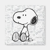 PEANUTS | Snoopy on Black White Comics Magnet (Vorne)