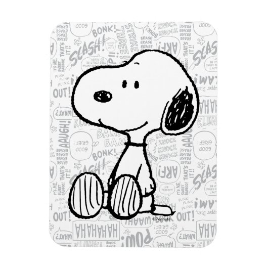 PEANUTS | Snoopy on Black White Comics Magnet (Vertikal)