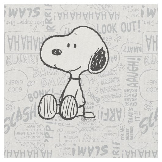 PEANUTS | Snoopy on Black White Comics Stoff (Nahaufnahme)