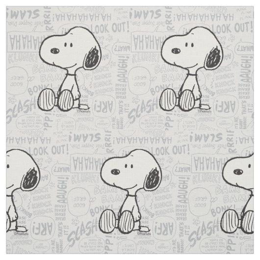 PEANUTS | Snoopy on Black White Comics Stoff (Muster)