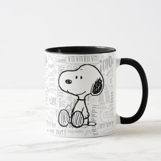 PEANUTS | Snoopy on Black White Comics Tasse (Rechts)