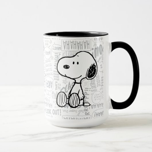 PEANUTS | Snoopy on Black White Comics Tasse (Rechts)