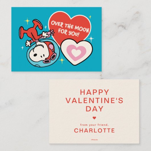 Peanuts | Snoopy Over The Moon For You Mitteilungskarte (Vorne/Hinten)