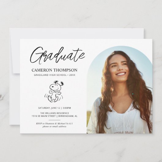 Peanuts Snoopy | Partei für den Schulabschluss Einladung (Vorderseite)