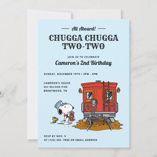 Peanuts Snoopy | Party 2. Geburtstag Einladung (Vorderseite)