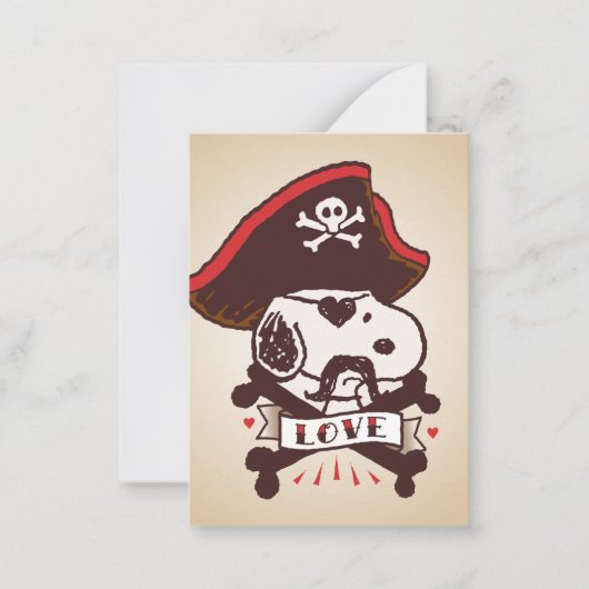 Peanuts | Snoopy Pirate Tattoo Valentine Mitteilungskarte (Vorderseite)