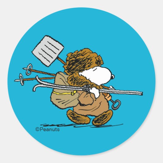 Peanuts | Snoopy Schnee Krieger Runder Aufkleber (Vorderseite)