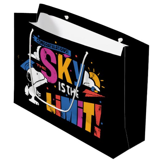 Peanuts Snoopy Sky Is The Limit Abschlussfeier Große Geschenktüte (Vorderseite Schrägansicht)