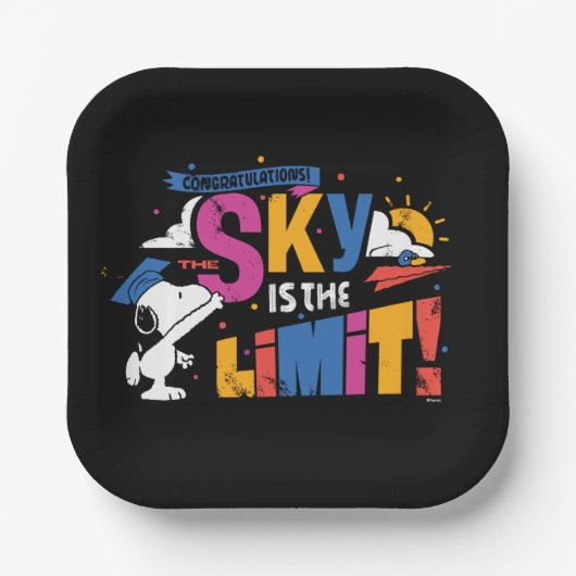 Peanuts Snoopy Sky Is The Limit Abschlussfeier Pappteller (Vorderseite)