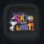 Peanuts Snoopy Sky Is The Limit Graduation Pappteller<br><div class="desc">Celebrate limitless possibilities with this bold and uplifting Peanuts-inspired graduation design full of color and energy. Featuring a determined beagle walking forward beneath vibrant, oversized lettering that reads “The Sky Is The Limit!”, this design is filled with playful details like confetti, clouds, and a rising sun that symbolize bright futures...</div>