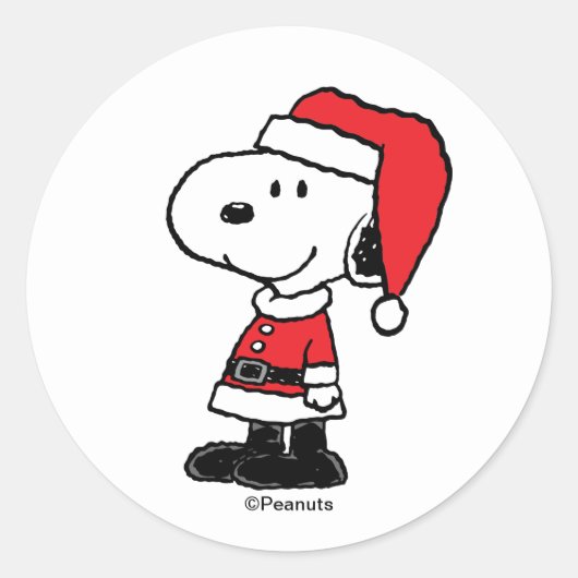 Peanuts | Snoopy Weihnachtsmann Runder Aufkleber (Vorderseite)