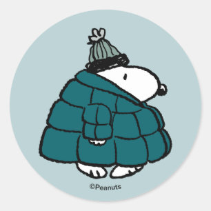 Peanuts Snoopy Winter Puffer Jacke Classic Runder Aufkleber