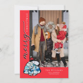 Peanuts Snoopy Winter Puffer Jacke Feiertagskarte (Vorderseite)