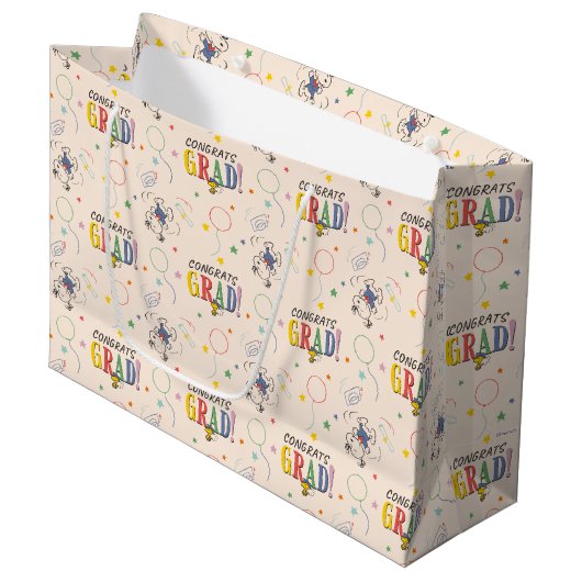 Peanuts Snoopy Woodstock Abschluss Große Geschenktüte (Vorderseite Schrägansicht)