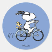 Peanuts | Snoopy & Woodstock Bicycle Runder Aufkleber (Vorderseite)