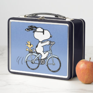 Peanuts   Snoopy & Woodstock Fahrrad Metall Brotdose