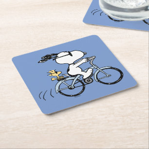 Peanuts Snoopy & Woodstock Fahrrad Rechteckiger Pappuntersetzer