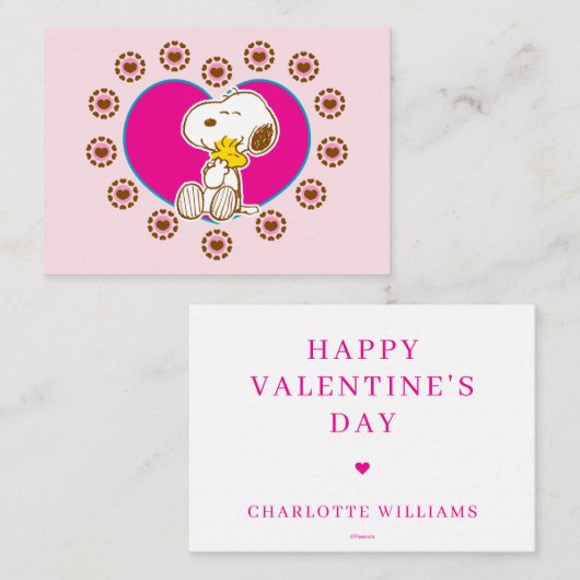 Peanuts | Snoopy & Woodstock Floral Heart Hug Mitteilungskarte (Vorne/Hinten)