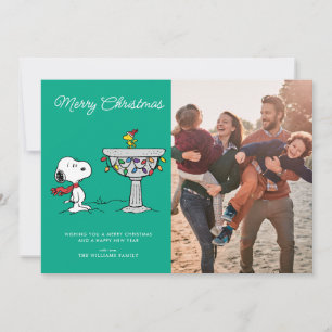 Peanuts   Snoopy & Woodstock Gefrorenes Vogelbad Feiertagskarte