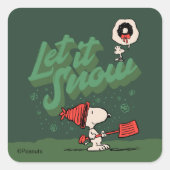 Peanuts | Snoopy & Woodstock Let It Snow Quadratischer Aufkleber (Vorderseite)