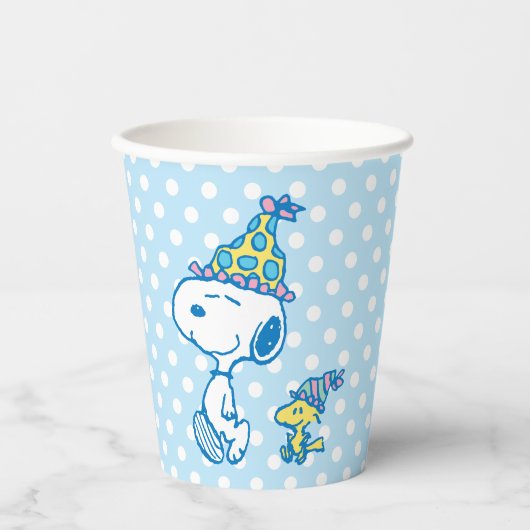 PEANUTS | Snoopy & Woodstock Party Polka Dots Pappbecher (Vorderseite)