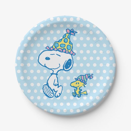 PEANUTS | Snoopy & Woodstock Party Polka Dots Pappteller (Vorderseite)