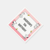 Peanuts Snoopy & Woodstock Pink Geburtstag Serviette (Ecke)