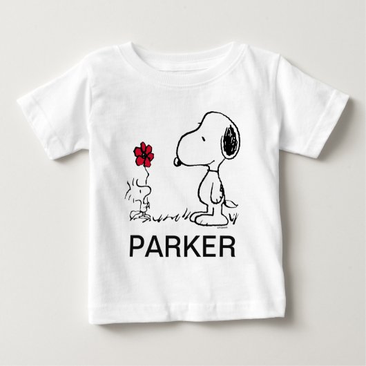 Peanuts | Snoopy & Woodstock Red & Black Baby T-shirt (Vorderseite)