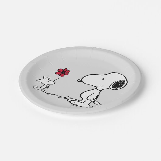 Peanuts | Snoopy & Woodstock Red & Black Pappteller (Schrägansicht)