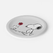 Peanuts | Snoopy & Woodstock Rot & Schwarz Pappteller (Schrägansicht)