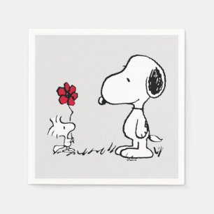 Peanuts Snoopy & Woodstock Rot & Schwarz Serviette