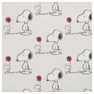 Peanuts Snoopy & Woodstock Rot & Schwarz Stoff