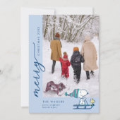 Peanuts Snoopy & Woodstock Sledding Feiertagskarte (Vorderseite)