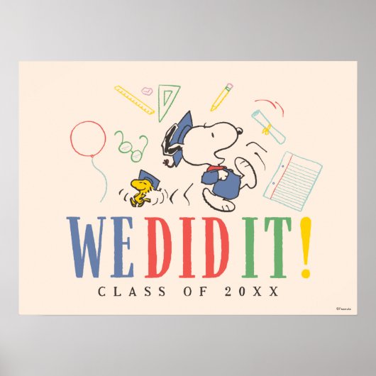 Peanuts Snoopy Woodstock We Did It Graduation Cap Poster (Vorne)