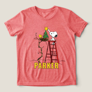 Peanuts Snoopy & Woodstock Weihnachtsbaum Tri-Blend Shirt