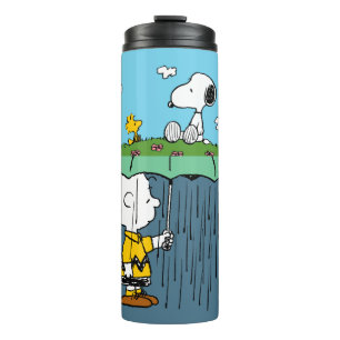 Peanuts   Sonnentag Regentag Halb und Halb Thermosbecher