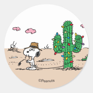 Peanuts   Spike schmückt zum Feiertag Runder Aufkleber