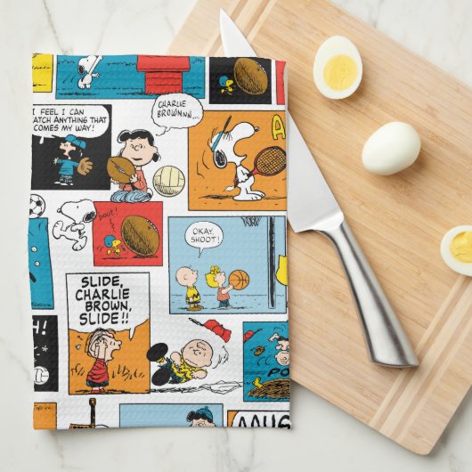 Peanuts Sportmuster Geschirrtuch (Viertel Falte)