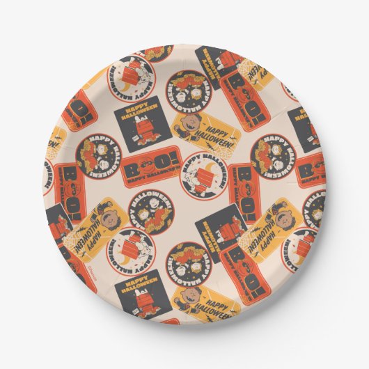 Peanuts | Vintage Button Fröhliches Halloween-Must Pappteller (Vorderseite)