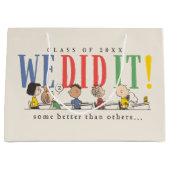 Peanuts We Did It Graduation Funny Quote Snoopy Große Geschenktüte (Vorderseite)